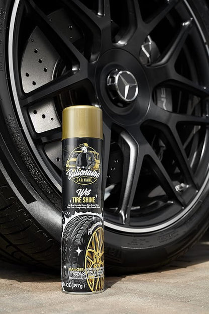 Billionaire Tire Shine - Wet tire Shine 3 Pack Can 14 oz No Sling Formula Long-Lasting Silky Smooth Finish - Spraying Maximum Protection Fast Dry - Car Detailing