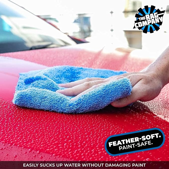 The Rag Company - Eagle Edgeless 500 (3-Pack) Professional Korean 70/30 Blend Super Plush Microfiber Detailing Towels, 500GSM, 16in x 24in, Blue