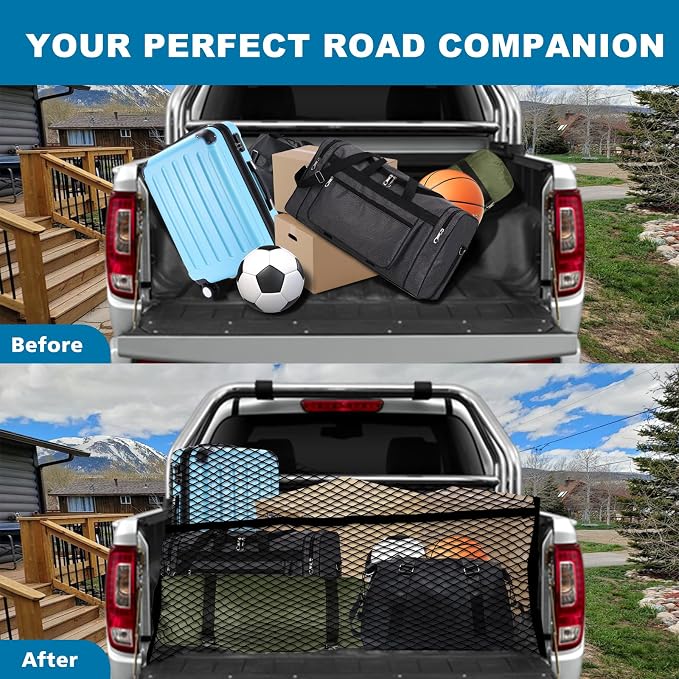 Cargo Net for Pickup Truck Bed, Highly Elastic Truck Bed Cargo Net, 4' X 4' Stretchable to 8' X 8', Cargo Mesh Organizer, for Daily Light Loads of Trucks