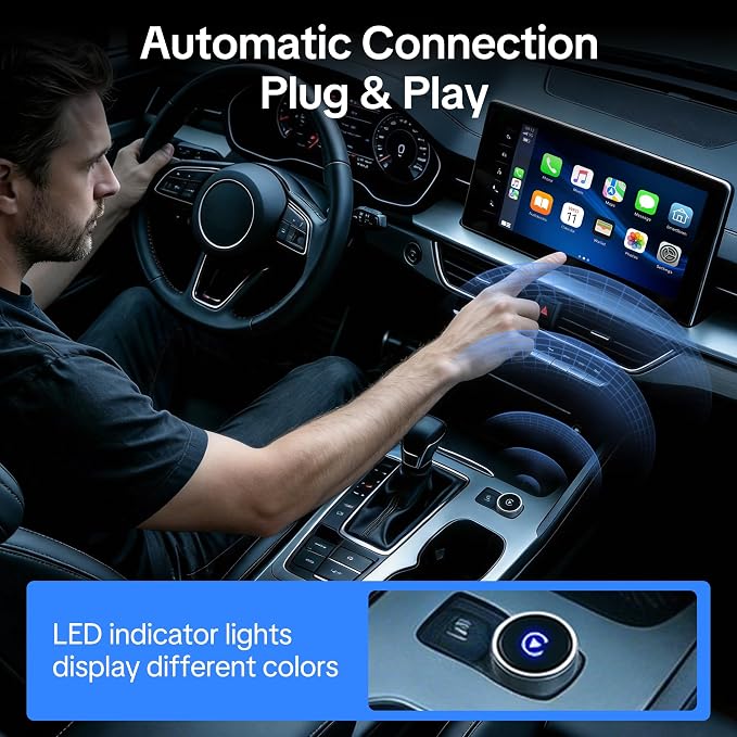 Wireless CarPlay & Android Auto Adapter, 2026 Upgraded 2-in-1 Wireless CarPlay Adapter, Mini Plug & Play, Fast Auto-Connect & No Latency, Easy Setup, Wide Vehicle Compatibility USB & USB-C Port