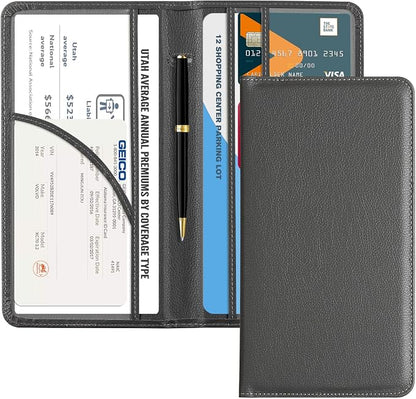 CoBak Car Registration and Insurance Holder - Vehicle Glove Box Car Organizer,Auto Truck Comparment Accessories Case with Magnetic Closure for Essential Document,Driver License,Cards
