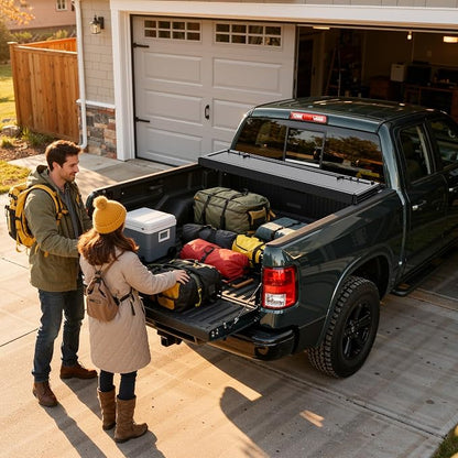 AUTOSAVER88 Low-Profile Hard Quad Fold Truck Bed Tonneau Cover Fit for Ram 1500 New Body Style 2019-2026 with 6.4ft Bed Without Rambox