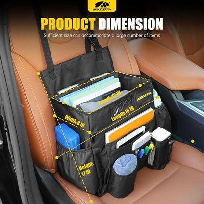 MIKKUPPA Car Front Seat Organizer - Upgraded Enlarged Passenger Seat Organizer with Dedicated Laptop Tablet Storage & Cup Holder, Suitable for Car File Organizer & Patrol Bag Law Enforcement