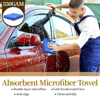 20 Pcs Car Microfiber Towels Premium Ultra Soft Car Detailing Towel Cloths Edgeless Microfiber Plush Towels for Cars Wash, Home Cleaning & Pet Drying Cloths, 16 Inch x 16 Inch, Dark Blue