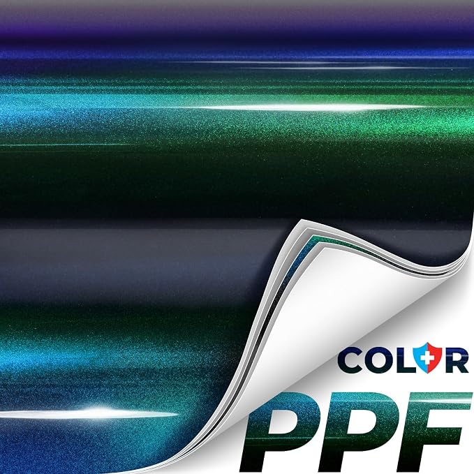 ColorFusion PPF by VViViD, Gloss Metallic Blue Chameleon Dry Apply PPF Vinyl Car Wrap Roll 1ft x 5ft