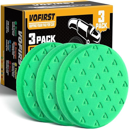 6 Inch Buffing Pads, 3 Pack Polishing Pad Green T120 High-Density Buffing Sponge Pads for Car Buffer Polisher Compounding, Polishing & Waxing