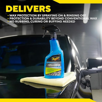 Meguiar's Hybrid Ceramic Wax, Easy-to-Use Spray Wax for Car Detailing with the Superior Protective Power of Advanced SiO2 Hybrid Barrier Technology, 26 Oz Spray Bottle (Pack of 6)