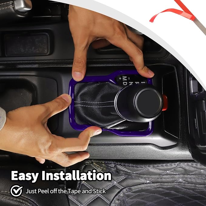 Voodonal for JL 4WD Shift Knob Gear Shift Bezel Front Cup Holder Center Armrest Switch Lock Hole Cover Trim Kits Fit for 2018-2024+Jeep Wrangler JL JLU Gladiator JT Interior Accessories 4pcs Purple