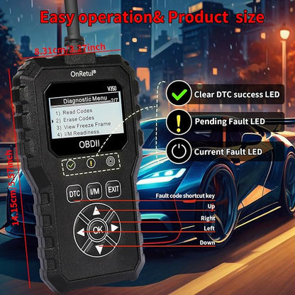 V350 OBD2 Diagnostic Diagnostic Tool Tool, Code Reader, Engine Light Diagnostic Tool, Battery Voltage Tester, for OBD2 Cars & Trucks Since 1996