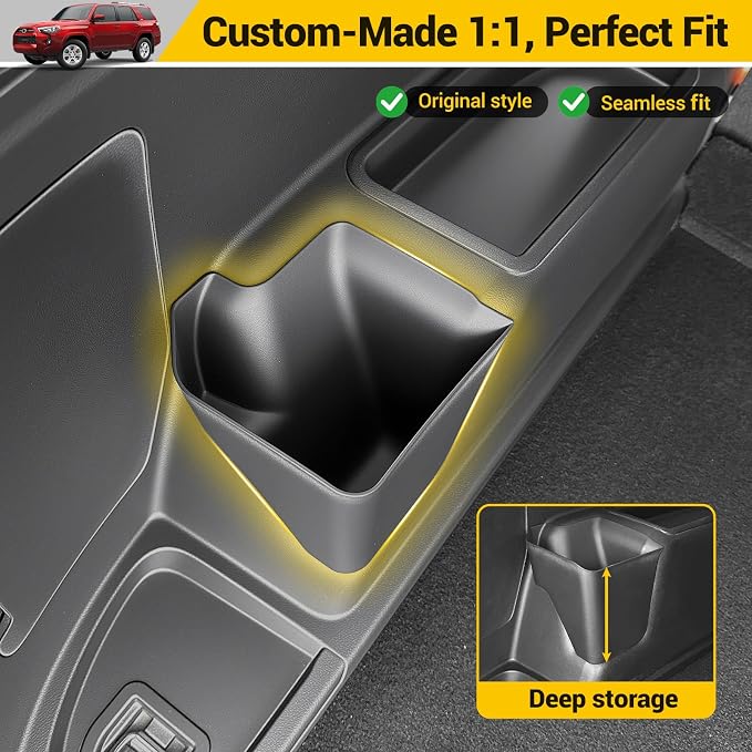 Rear Trunk Organizer for 2010-2024 Toyota 4Runner 5-Seat 2nd Row Accessories, Storage Bin Trunk Side Storage Box Cargo Tray for 10-24 4 Runner(Left Side,Not for 7-Seat)