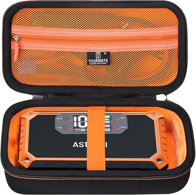 Tourmate Hard Case Compatible AstroAI Car Jump Starter, Travel Case for AstroAI/S ZEVZ 2000A 12V 18000mAh Car Battery Charger Holder (Box Only)(Black+Orange)