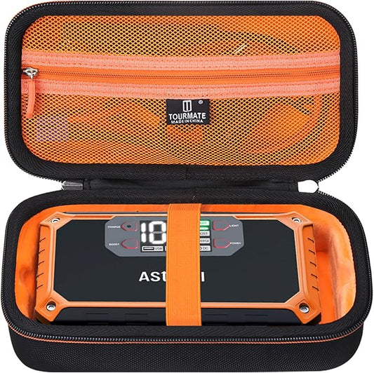 Tourmate Hard Case Compatible AstroAI Car Jump Starter, Travel Case for AstroAI/S ZEVZ 2000A 12V 18000mAh Car Battery Charger Holder (Box Only)(Black+Orange)