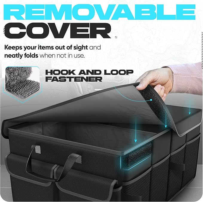 FORTEM Trunk Organizer For SUV Car Trunk Organizer, Foldable Storage, Car Accessories for Women Men, Collapsible Bag, 600D Oxford, Non Slip Bottom, Straps, Soft Cover (45L)