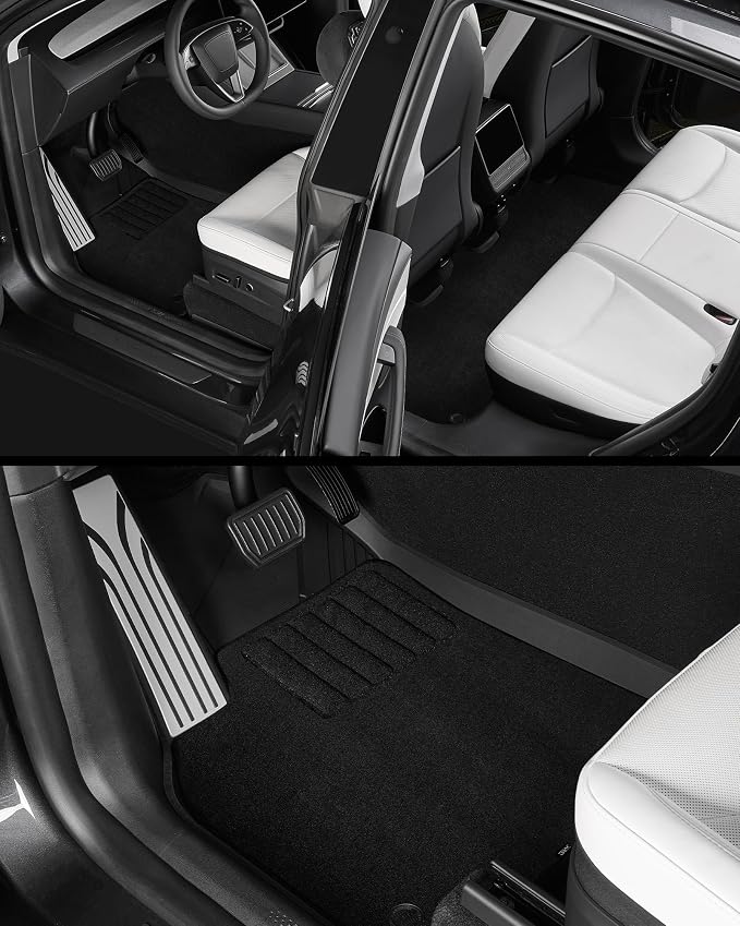 3W Tesla Model Y Juniper Floor Mats(not for Standard), Metal Pedal, Carpets Double Layer, 2025 2026 Model Y Accessories, TPE All Weather Waterproof Custom Fit Liners, Vigormold™