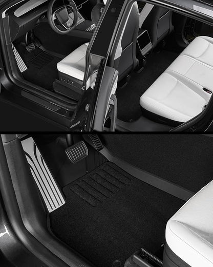 3W Tesla Model Y Juniper Floor Mats(not for Standard), Metal Pedal, Carpets Double Layer, 2025 2026 Model Y Accessories, TPE All Weather Waterproof Custom Fit Liners, Vigormold™