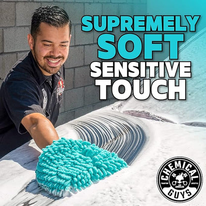 Chemical Guys MIC513 Big Noodle Chenille Microfiber Scratch Free Supersized Car Wash Mitt for Cars, Trucks, SUVs, RVs & More, Turquoise (11" x 12")