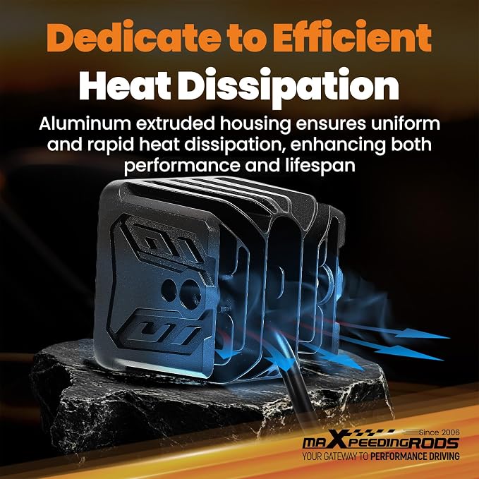 maXpeedingrods 3in LED Pod Lights Amber & White DRL Flood Beam 80W 5 Modes | 8000LM Cube Offroad Lights, Memory Function, Wiring Harness, IP67 Waterproof for Jeep Wrangler, Ford F150, Truck, ATV UTV