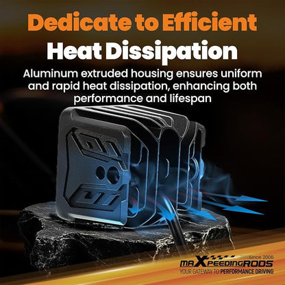 maXpeedingrods 3in LED Pod Lights Amber & White DRL Flood Beam 80W 5 Modes | 8000LM Cube Offroad Lights, Memory Function, Wiring Harness, IP67 Waterproof for Jeep Wrangler, Ford F150, Truck, ATV UTV
