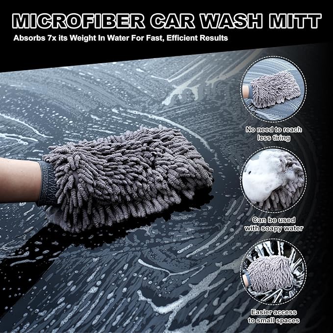 9Pcs Car Wheel & Tire Brush Kit, Wheel Cleaner Brush, Soft-bristled Rim Brush, Tire Shine Applicator Pad, Car Wash Mitt, Towel, Car Detailing Cleaning Wash Brush Supplies Kit