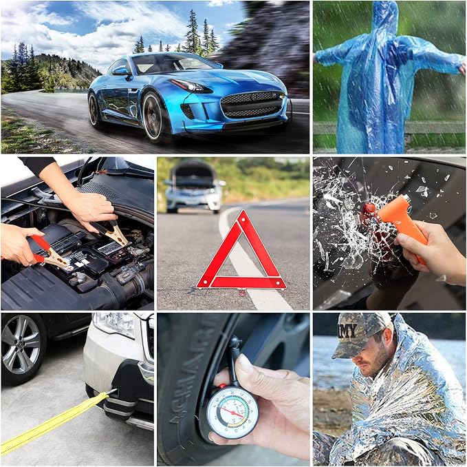 Car Roadside Emergency Kit - 86pcs Winter Traveler Safety Road Side Assistance Kits, Car Kit Essentials for Men, Women, Teen