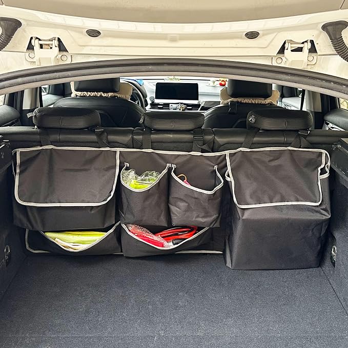 Car SUV Backseat Trunk Organizer Hanging Bag,6 Nylon Fabric Pockets, Interior Storage Organizer Accessories, For SUV, Jeep, MPV, Space Saving Design
