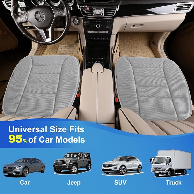 Lofty Aim Premium Car Seat Cushion, Driver Cushion with Comfort Memory Foam & Non-Slip Rubber Bottom, Car Seat Pad Works with 95% of Vehicles and Office Chair or Home - 4D Gray