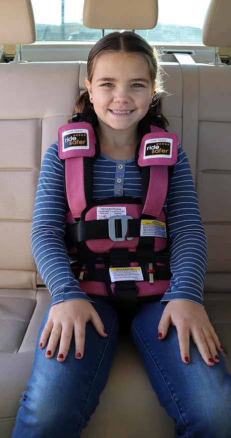 RideSafer Gen 5 - Extra Small (XS) Pink, Lightweight, Compact, Portable Car Seat, 2+ Years; 26.5–40 lb - Perfect for Travel and Everyday Child Safety