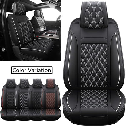 JOJOBAY Car Seat Covers for Dodge Ram,Fit 2009-2025 1500/2500/3500 HD Pick-up Truck,Crew,Regular,Quad,Mega Cab,Waterproof Synthetic Leather Seat Covers(2PCS-Front,Black-White)