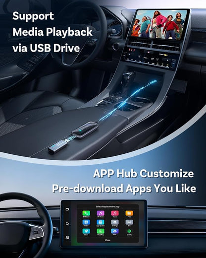OTTOCAST Play2Video Ultra with Wireless Air Mouse Remote Control Set, Carplay Adapter 2026 Upgrade Compatible with Wireless CarPlay/Android Auto