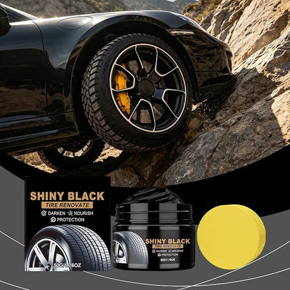 Tire Shine Cream Car Tire Ceramic Coating, Delivers Deep Black Gloss Finish Wheel Cleaning Wax with UV Protection & Dust Resistance, Long-Lasting Nourishing Tyre Care Cream for Auto Maintenance