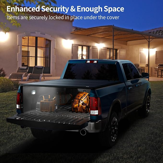 OEDRO FRP Hard Tri-fold Tonneau Cover Fold Truck Bed Covers Fits for Toyota Tacoma 2005-2015 (Excl. Trail Edition) with 5 Feet Bed with Tacoma Bed Rail