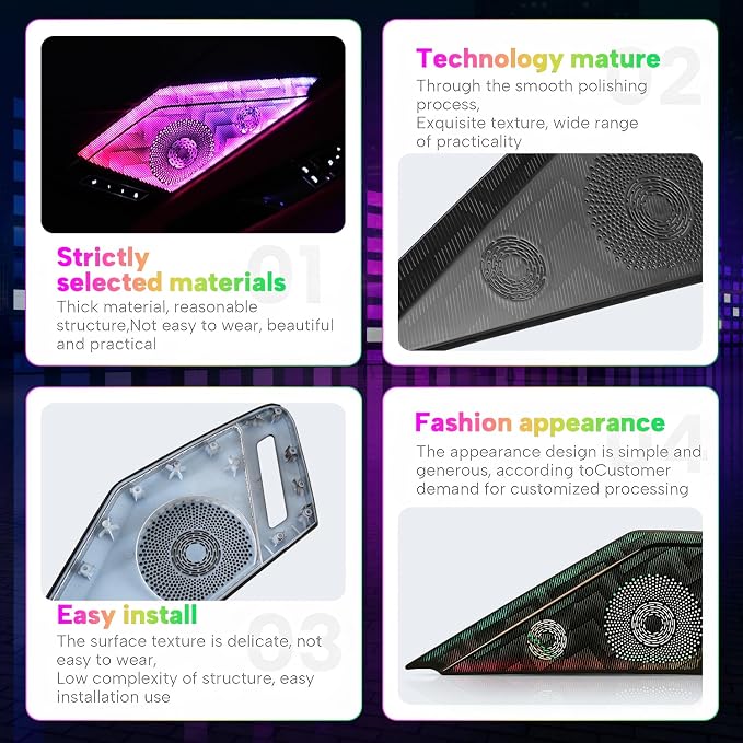 Door Speaker Relays Cover Trim w/Neon Accent Lights fit for C8 Corvette 2019-2024,LED Ambient Foot Lights,Atmosphere Door Storage Box Lamps,Voice APP Button Switching Control,RGB