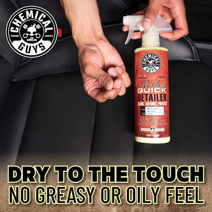 Chemical Guys Leather Quick Detailer - Interior Cleaner and Conditioner for Natural, Synthetic, Pleather, and More, Safe for Car Seats, Furniture, Apparel, Shoes & Boots, Leather Scented - 16 fl oz
