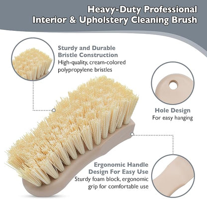 Nanoskin 6-Inch Heavy-Duty Professional Interior & Upholstery Cleaning Brush for Car Care - Durable Polypropylene Bristles for Auto Detailing, Grime Removal | Ergonomic Design for Hard-to-Reach Areas