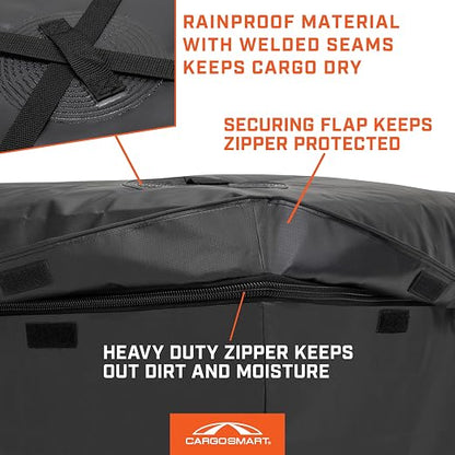 CARGOSMART CargoSmart Soft Sided Car Top Cargo Bag, 38”x38”x18” – Adds up to 15 Cubic Feet of Storage – Easily Mounts to Vehicle’s Roof Rack or Roof Top Basket – Heavy-Duty Vinyl, Black