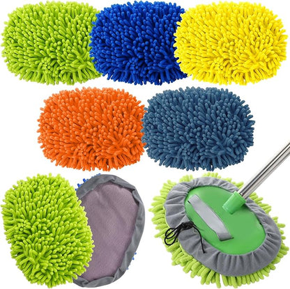 Layhit 5 Pcs Car Wash Mitt Set, Brush Not Included, Microfiber Mitt Cleaning Car Truck Washing Tools Kit RV Pickup Chenille Scratch Replacement (Multicolor)
