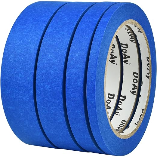 4 Pack Blue Painters Tape - Masking Tape 0.25", 0.50", 0.75", 1" Wide - Multi-Surface, Smart Adhesion, Multi-Size Pack - 360FT Total - Paint Tape for DIY, Labeling, Art, Car (#3910)