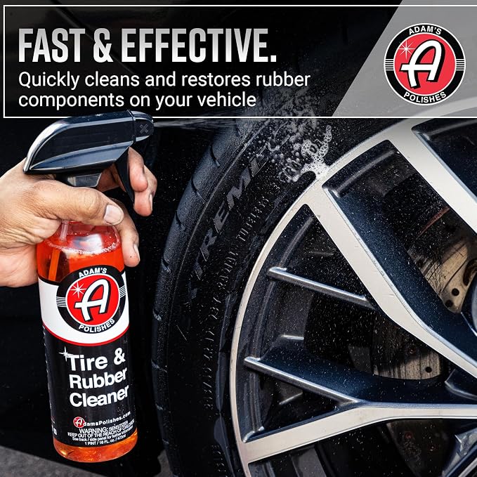 Adam's Tire & Rubber Cleaner (16 oz) - Removes Discoloration From Tires Quickly - Works Great on Tires, Rubber & Plastic Trim and Rubber Floor Mats