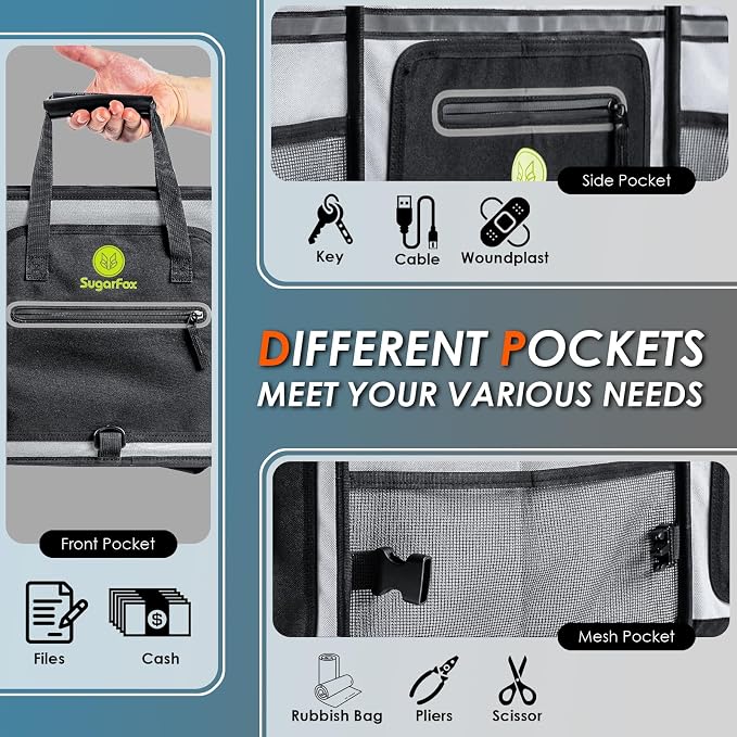 SugarFox 95L Car Trunk Organizer & Storage With 26L Ice Pack, Waterproof Foldable | Trunk Organizers for SUVs & Cars, Car Storage Organizer, Great Gift for Drivers (Gray-M004)