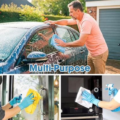 Shimeyao 30 Pcs 16 x 16 Inch edgeless Microfiber Plush Towels for Cars Detailing Drying Wash Polishing Absorbent Cleaning Cloths, 500 GSM (Light Blue, White, Yellow)