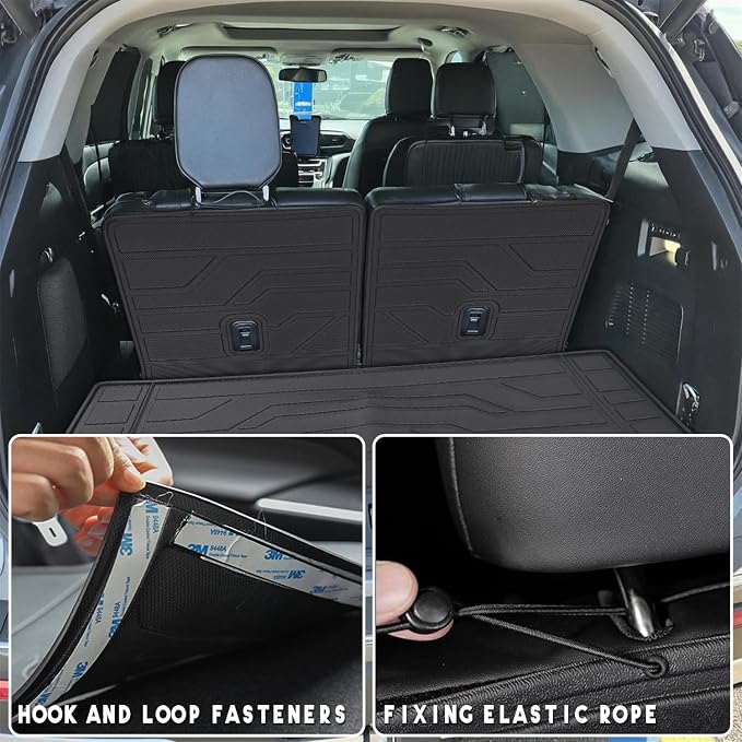 KARPAL Floor Mats for 2020-2025 Ford Explorer (Fit 6 & 7 Seat), Custom Fit TPE All Weather Ford Explorer Accessories 1st & 2nd & 3th Row Floor Liner & Trunk Mat with Backrest Mat