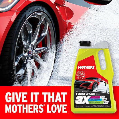 Mothers Triple Action Foam Wash, 100 oz. — pH Balanced, Eco-Friendly, Super-Sudsy, Foam Cannon, Safely Clean Without Stripping Wax, Sealant or Coating, Remove Dirt & Grime, Super Concentrated (05610)