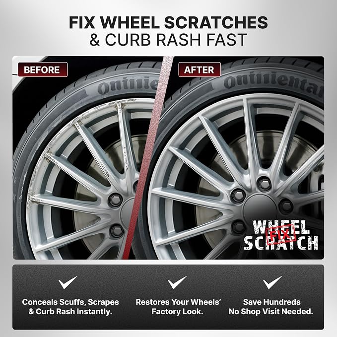 Wheel Scratch Fix® Silver Magic Car Scratch Remover Pen - Alloy Wheel Touch Up Paint Pen for Cars, Curb Rash Removal with Fast-Drying & Long-Lasting OEM Finish, Vehicles Rim Repair Paint for Chip (Light Silver (Pen Only))