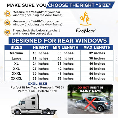 EcoNour Truck 2-Pack Side Window Shade | Stretchable & Breathable Mesh Privacy Blackout Sunshade for Semi Truck - Kenworth T680 / Peterbilt 589, Peterbilt 579 (XXXL 30" x 48")