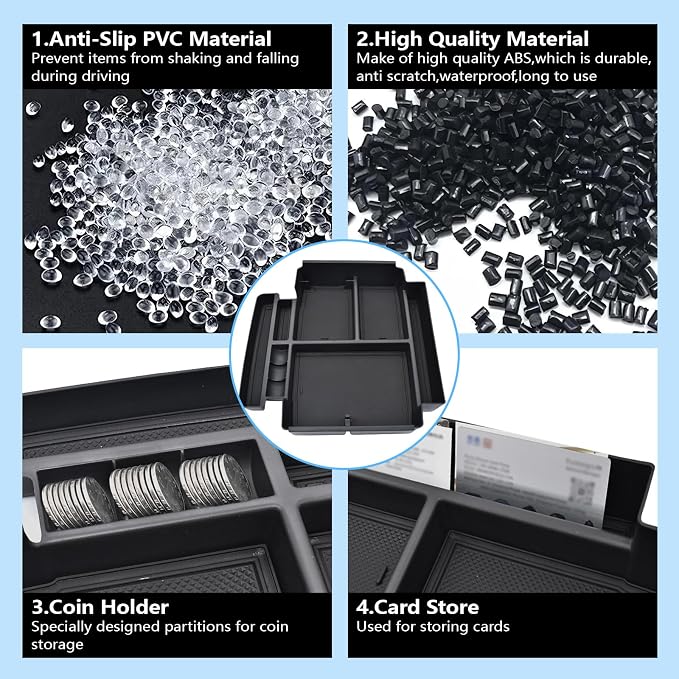Center Console Organizer fit for 2021-2026 GMC YuKon Denali, Chevy Suburban/Tahoe Mini Compartments Design ABS Plastic Armrest Storage Box Insert Tray (ONLY for Power-Sliding Console)|Easy to Install|
