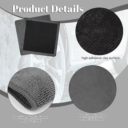 Clay Towel 2 Pack 12 x 12 Inch, Gray Clay Bar Towel for Auto Detailing Microfiber Car Cloth Cleaner Automotive for Car Detailing