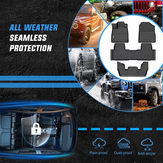Nilight TPE Floor Mats for Honda Pilot 2023 2024 2025 2026,All Weather Custom Fit Heavy Duty Floor Liners