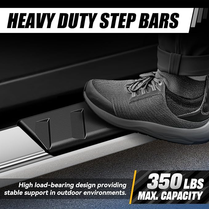 Auto Dynasty Flat Running Boards Compatible with 2004-2014 Ford F150 Extended Super Cab, Stainless Steel Side Step Rail Nerf Bars, 5” Step Bars, Polished Chrome