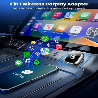 2026 Wireless CarPlay Adapter Android Auto & Wireless Adapter Wired to Wireless CarPlay Plug and Play, Fast Auto-Reconnect Stable Control Supports 1000+Car’s, Compact Sleek Mini Cube Design