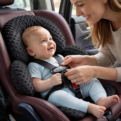 Pro Goleem Infant Car Seat Insert, Baby Head Neck Body Support, Soft Minky Newborn Car Seat Insert, 2-in-1 Reversible, Boys and Girls, Black